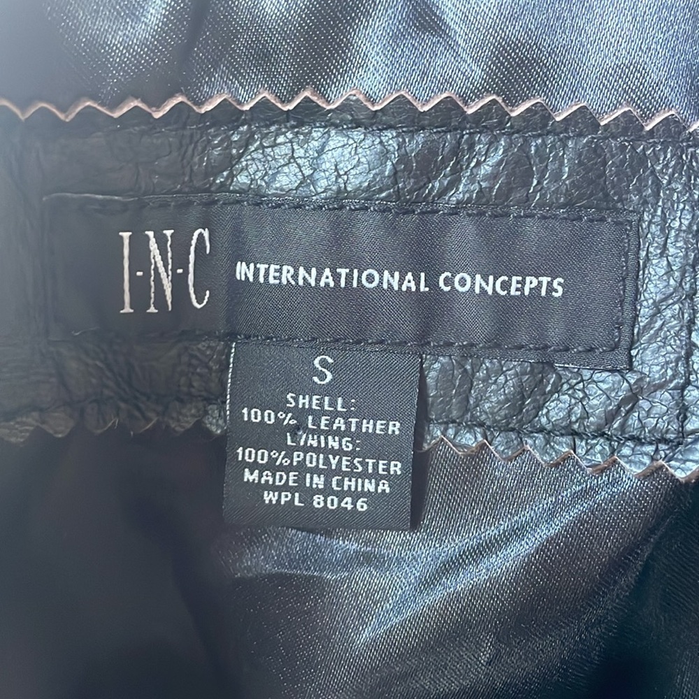 INC Int’l Concepts Leather Graphic-Back Moto Jacket - Picture 10 of 14